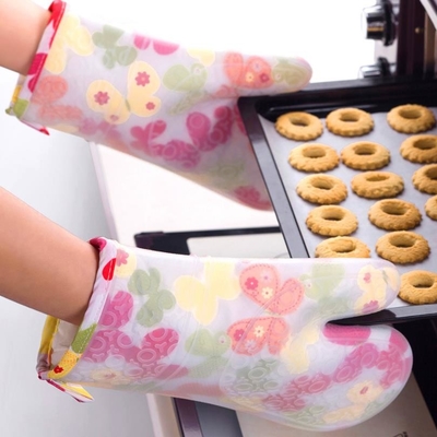 Przezroczyste silikonowe rękawice kuchenne, silikonowe rękawice grzewcze Butterfly Pattern